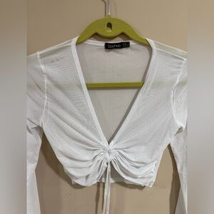 White mesh cropped top